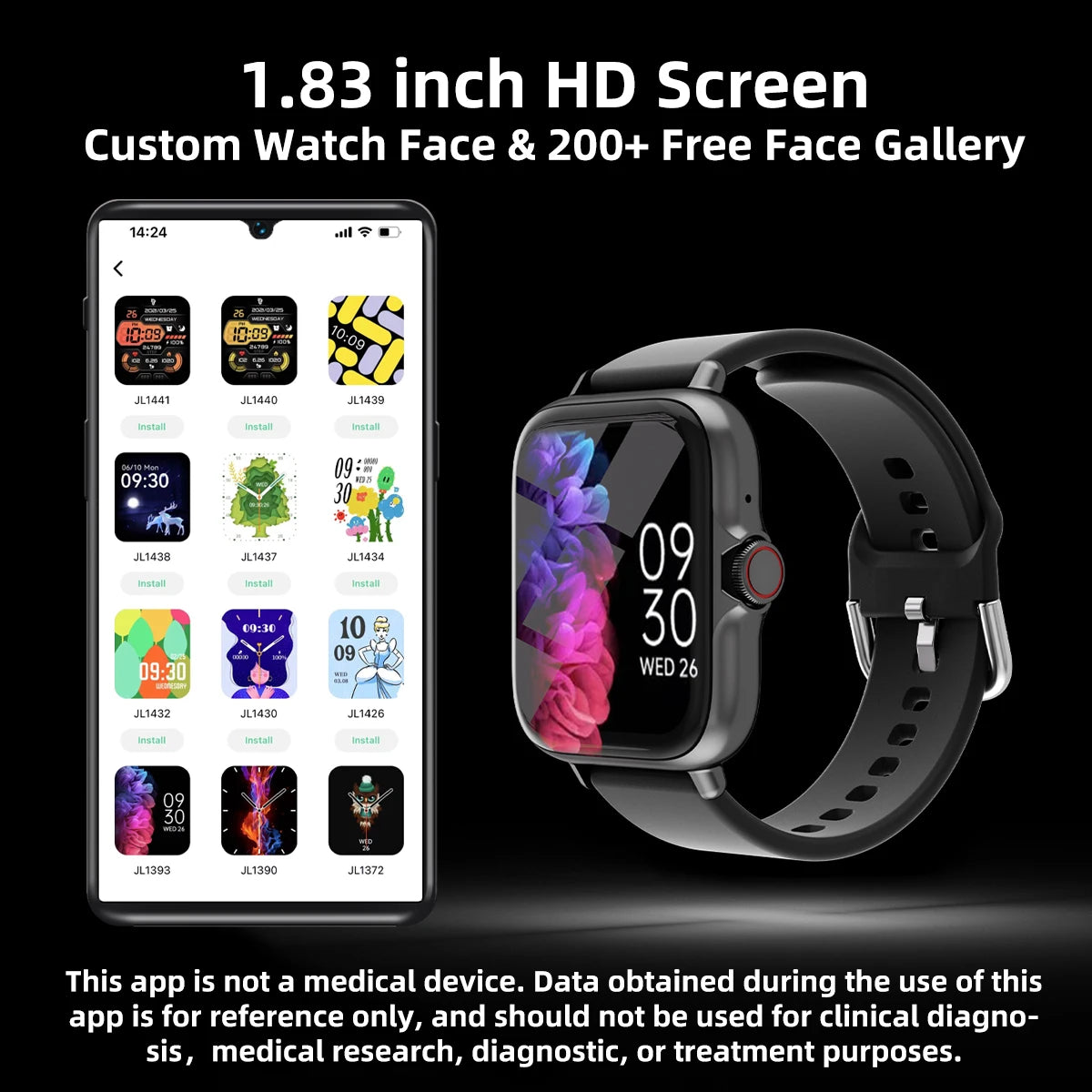 1.83'' Sports Smart Watch For iPhone / Android