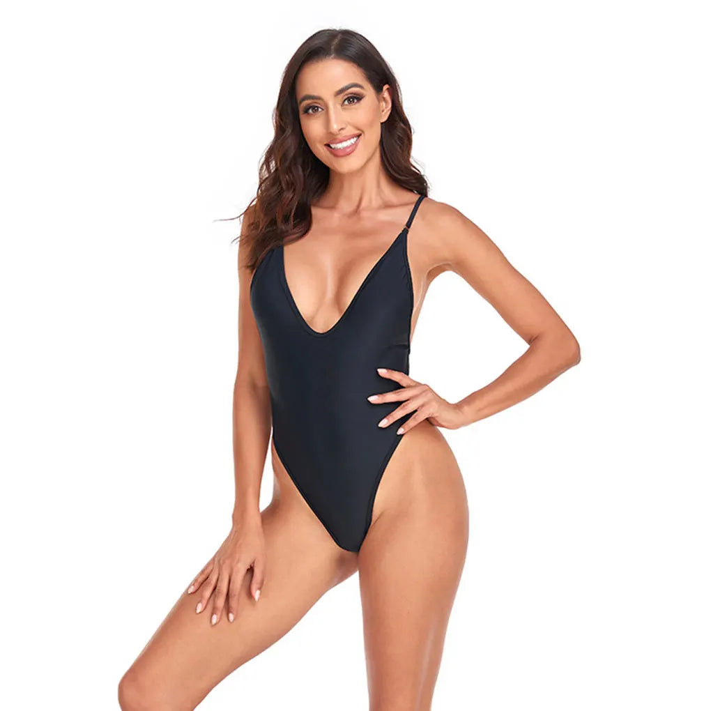 2024 Sleeveless Deep V Bodysuit Swimsuit