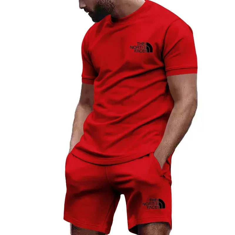 Men’s Summer Quick-Dry Sportswear Set – 2-Piece Fitness T-Shirt & Shorts Outfit