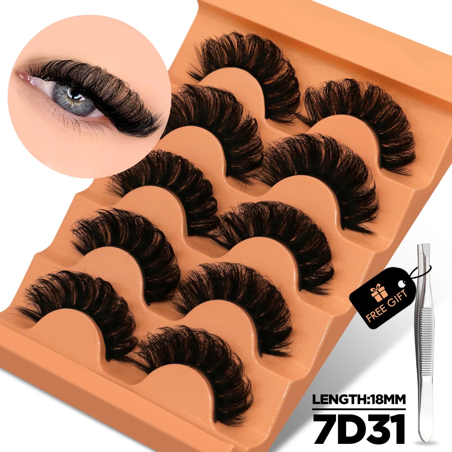 GROINNEYA 8D Cat Eye Faux Mink Lashes – Fluffy, Wispy Long Eyelashes (5 Pairs Pack)