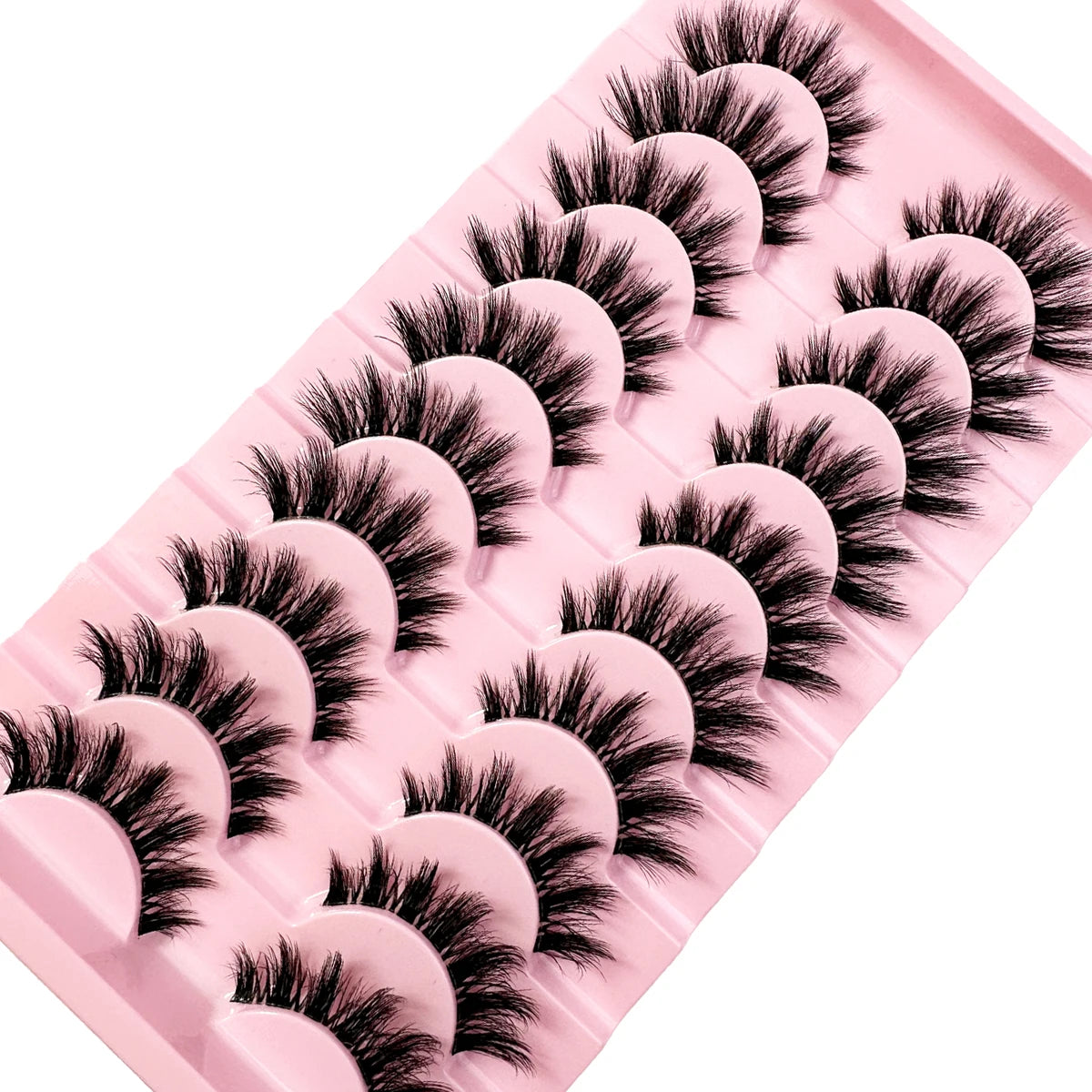 10 Pairs Natural Long Transparent Stem 3D Mink Eyelashes Manga Lashes Hot False Lashes Fluffy Soft Cross Lashes Extension Makeup