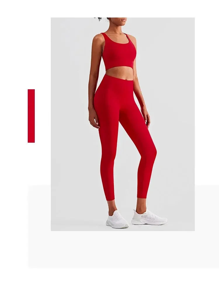Women’s 2-Piece Yoga & Fitness Set – Push-Up Sports Bra & High-Waist Leggings