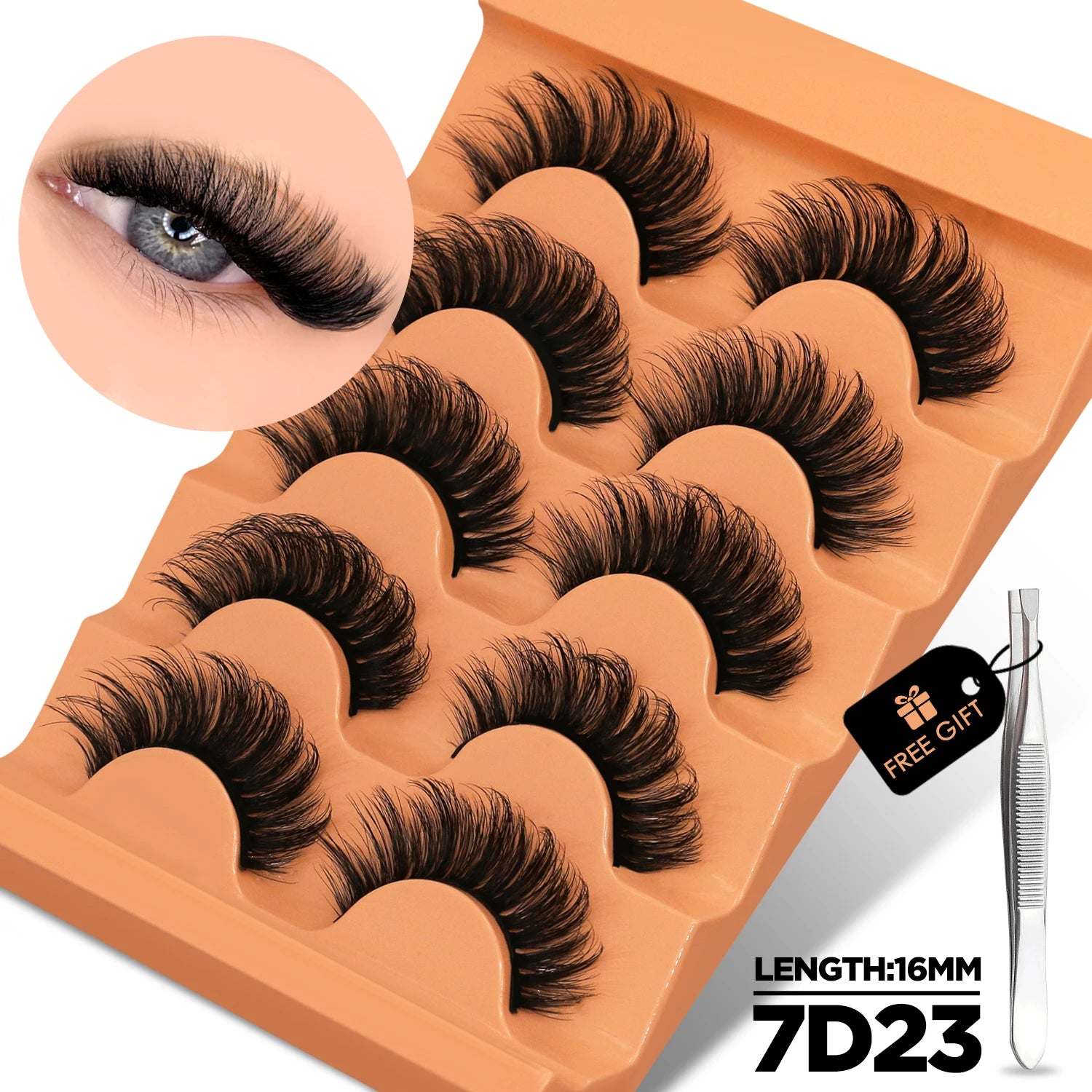 GROINNEYA 8D Cat Eye Faux Mink Lashes – Fluffy, Wispy Long Eyelashes (5 Pairs Pack)