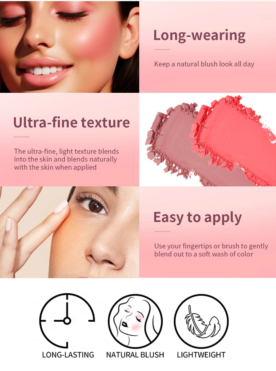 Soft Matte Natural Face Blusher – Long-Lasting Cheek Tint for Brightening & Contouring