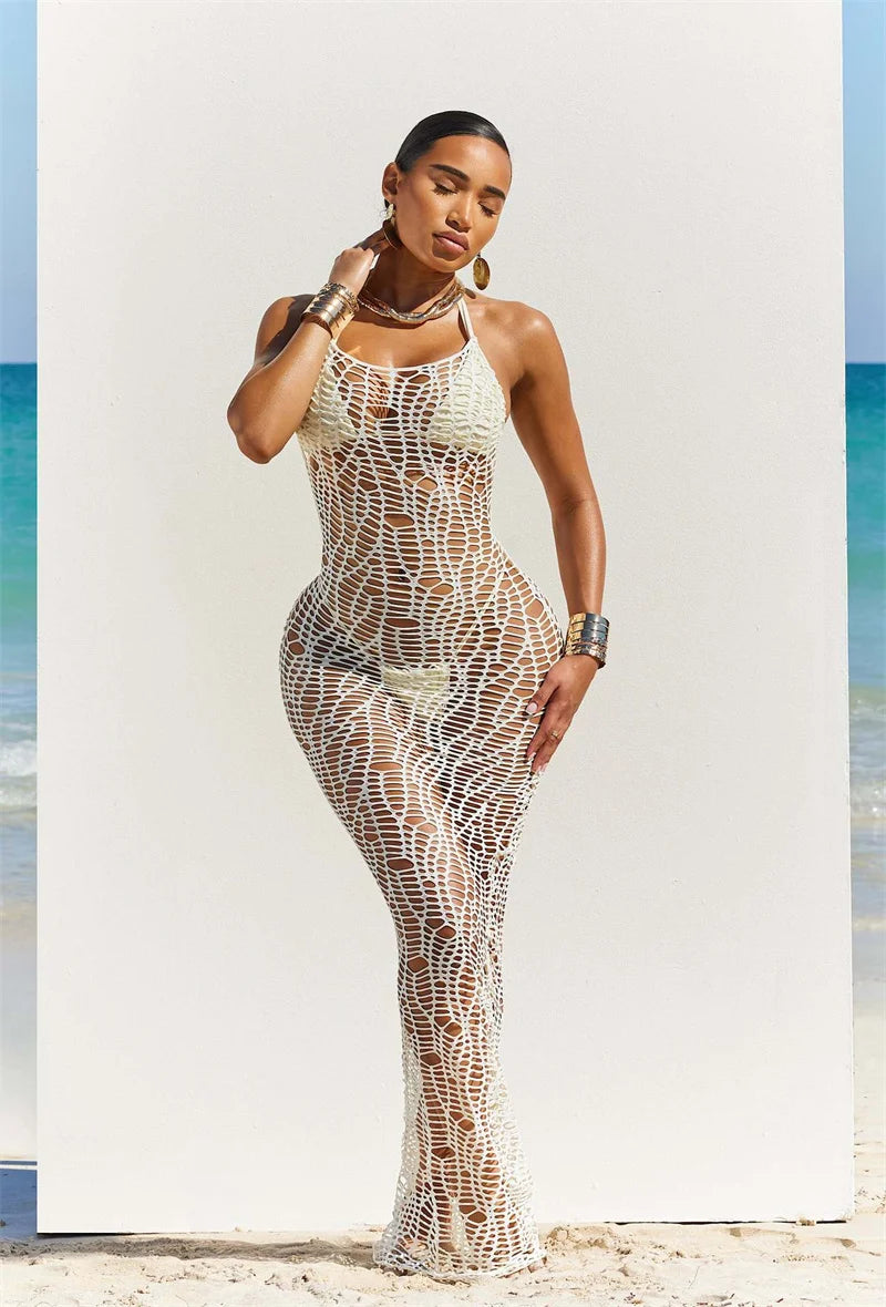 3-Piece Knit Bikini Set with Hollow-Out Cover-Up – Sexy Backless Beach Outfit for Women