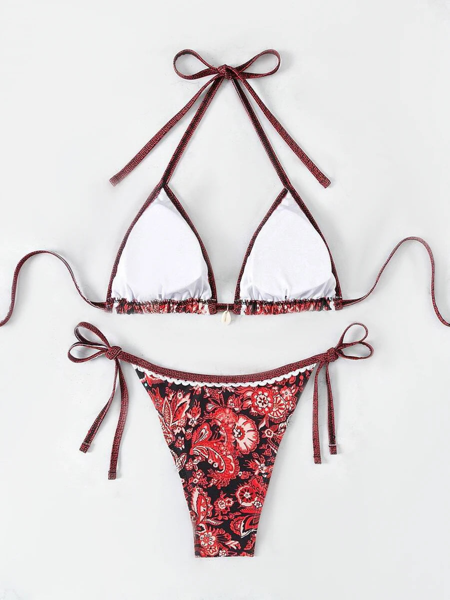 2025 Triangle String Bikini Set – Halter Two-Piece Swimsuit for Women