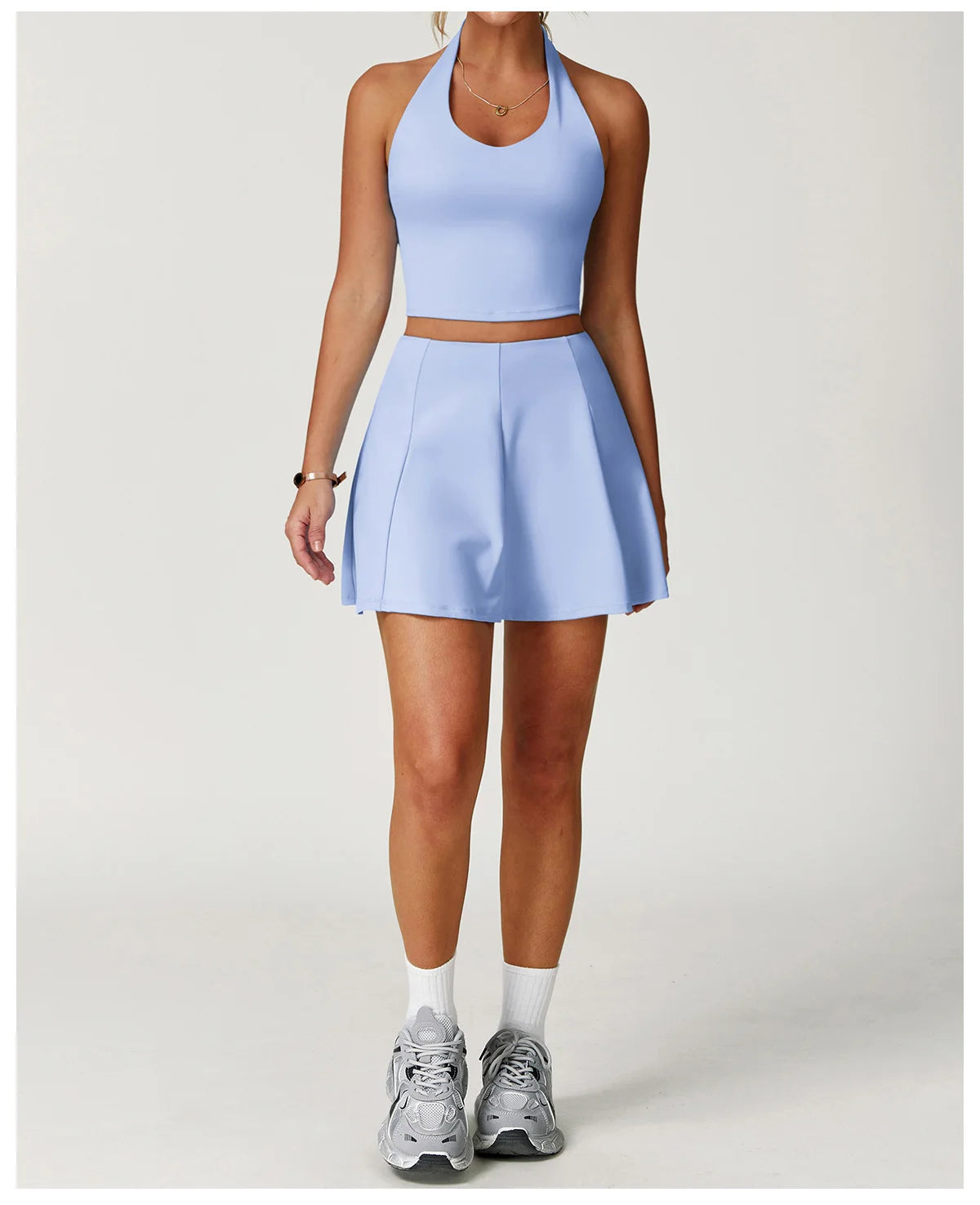 2025 2PCS Women's Active Set – Sports Bra & High-Waist Bottom Skirt