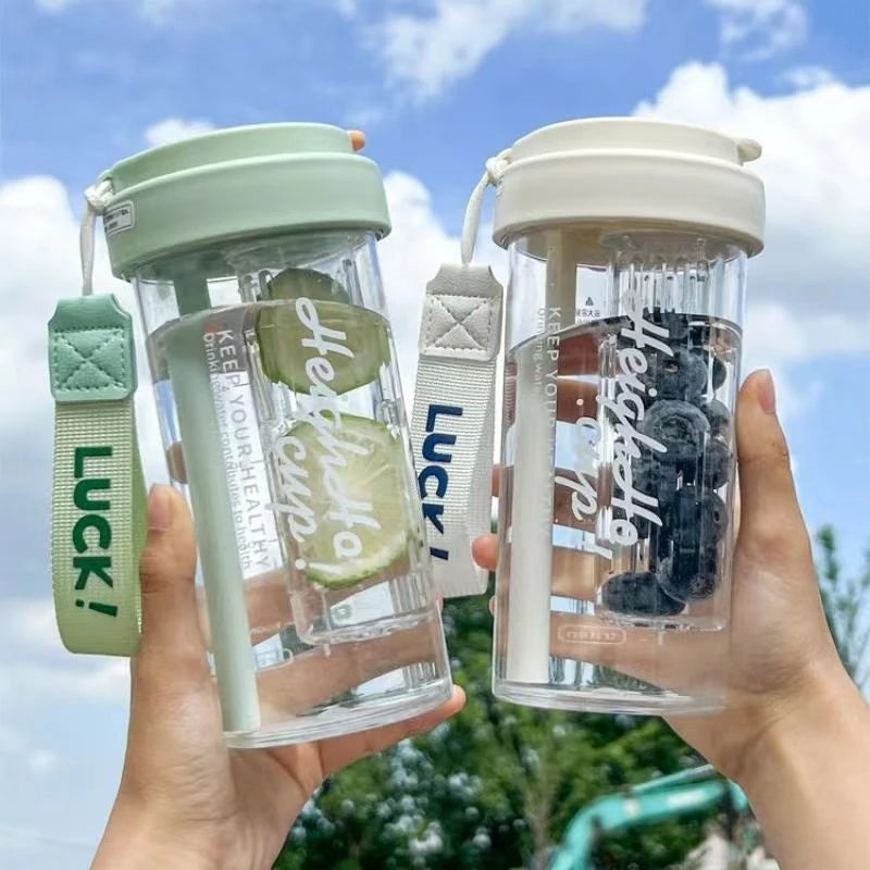 600ML Portable Sports Water Bottle with Tea Partition