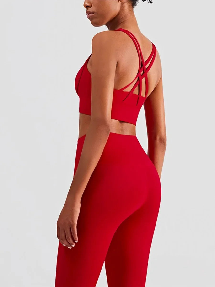 Women’s 2-Piece Yoga & Fitness Set – Push-Up Sports Bra & High-Waist Leggings