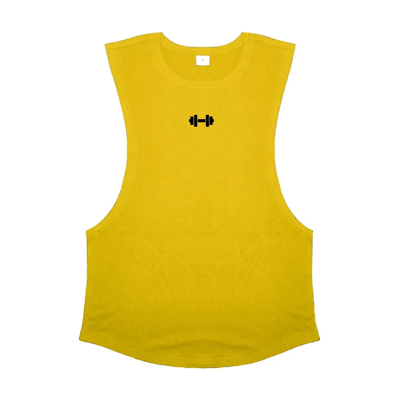 Gym Fitness Training Vests Cotton Breathable Side Slits Tank Top