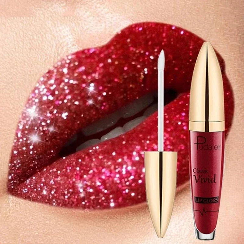 Diamond Shine Glitter Lip Gloss – Waterproof, Long-Lasting Metallic Matte to Shimmer Liquid Lipstick