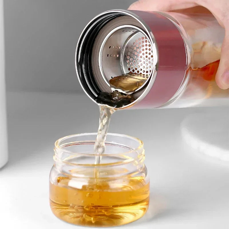 350ml Double-Wall Glass Tea Infuser Bottle