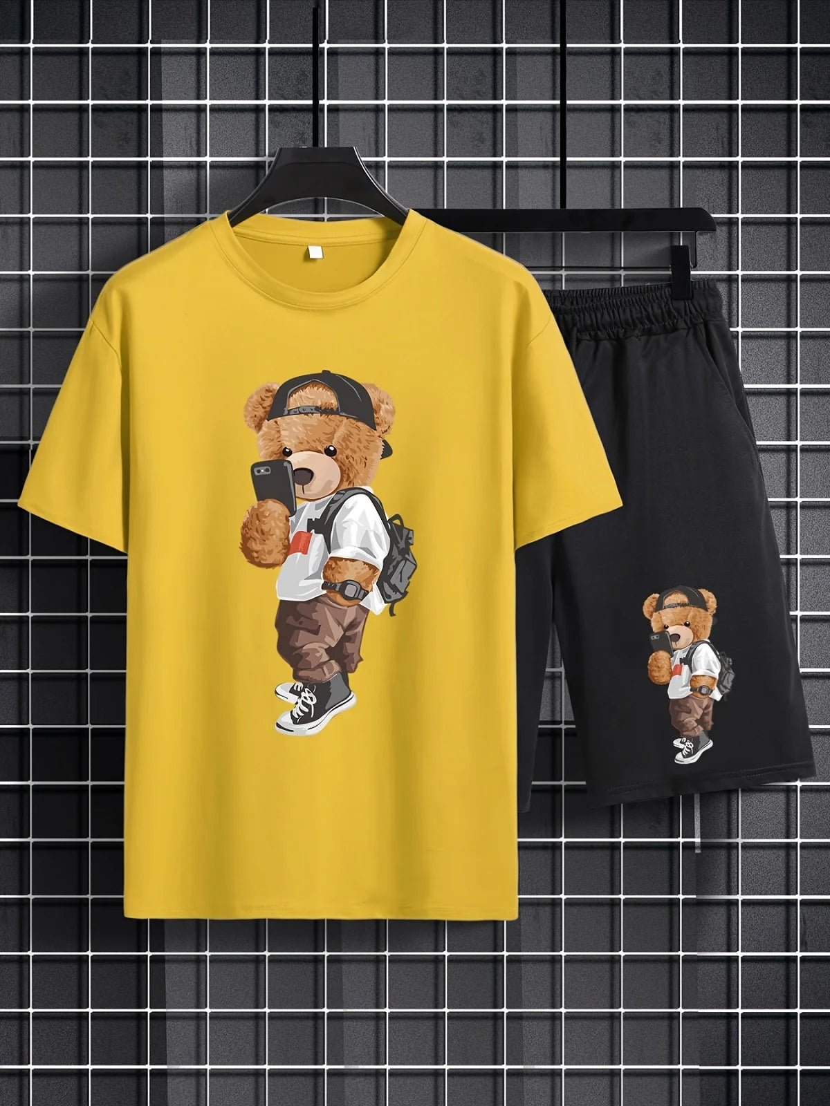 Men’s Harajuku Bear Print Sports Set