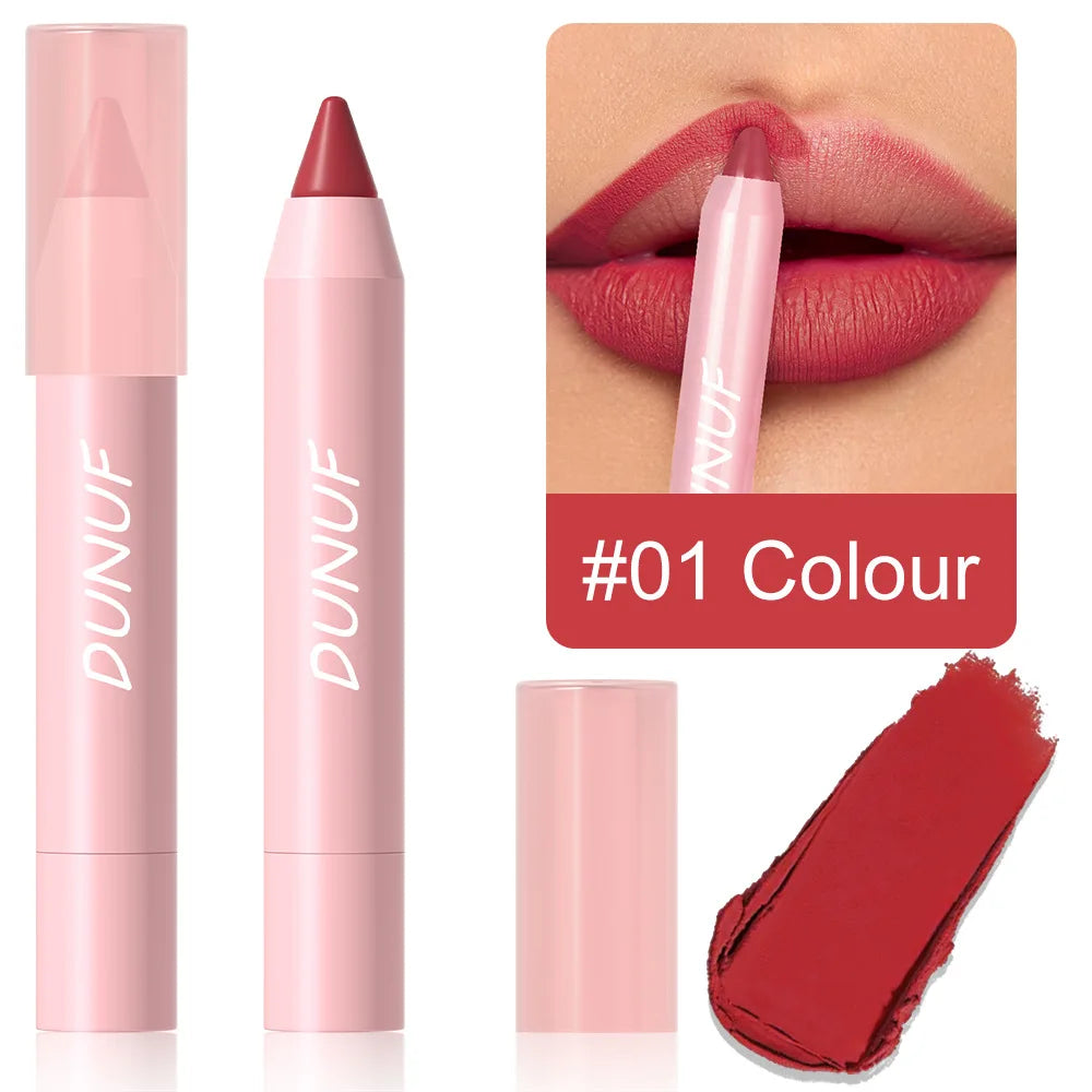 Matte Velvet Lipstick Pencil – Waterproof Lip Contour & Tint Lipliner Pen (18 Colors)
