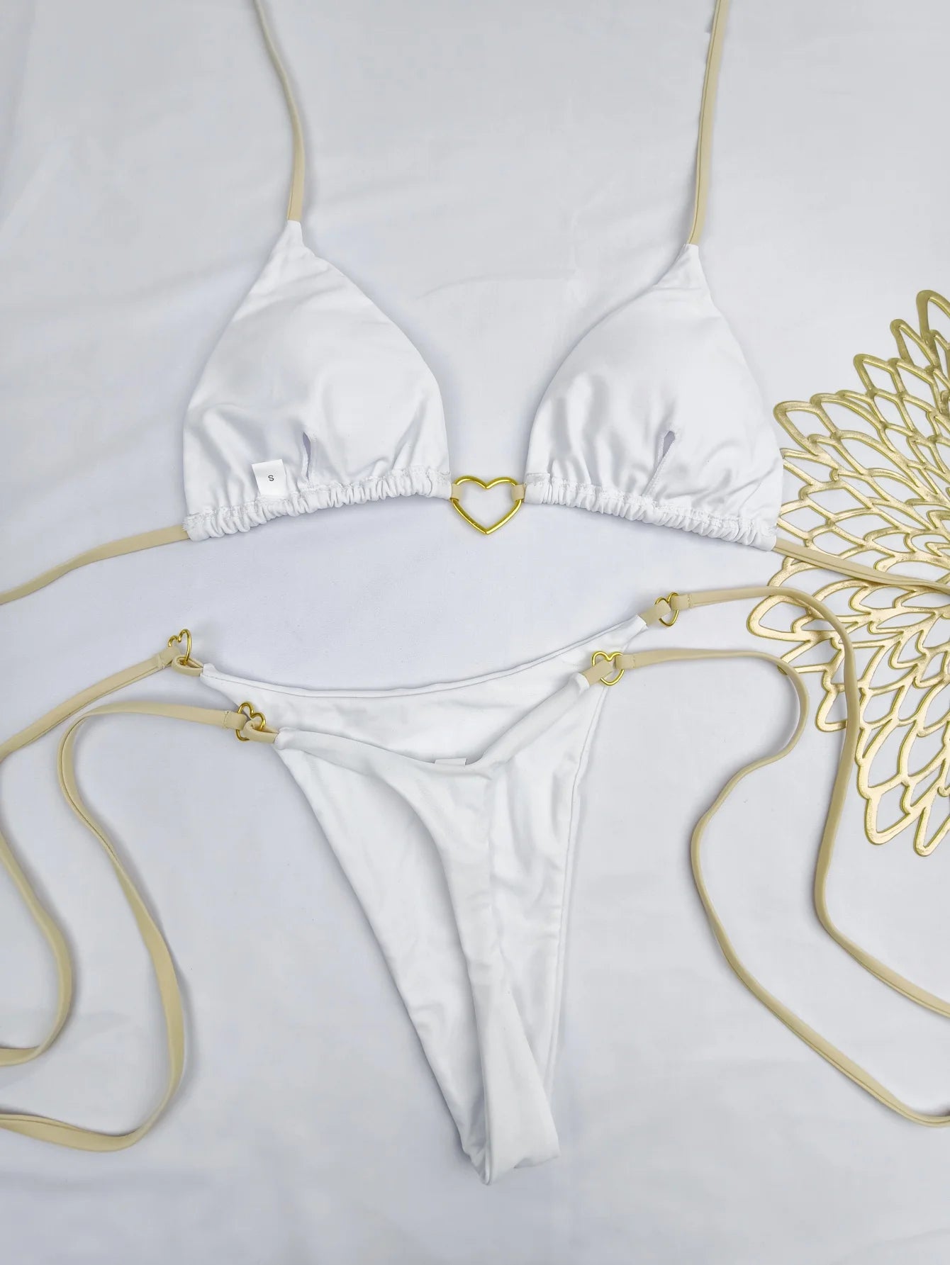 Lace-Up Bikini Set – Low-Waist Solid Color Two-Piece Swimsuit for Women