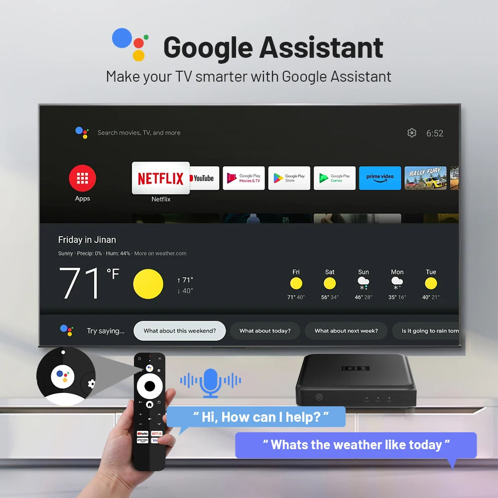 KINHANK G1 Google Netflix Certified Android 14 Smart TV Box Dolby Vision 4K HDR AV1 4G 32G WIFI6 Google Assistant Set-top Box