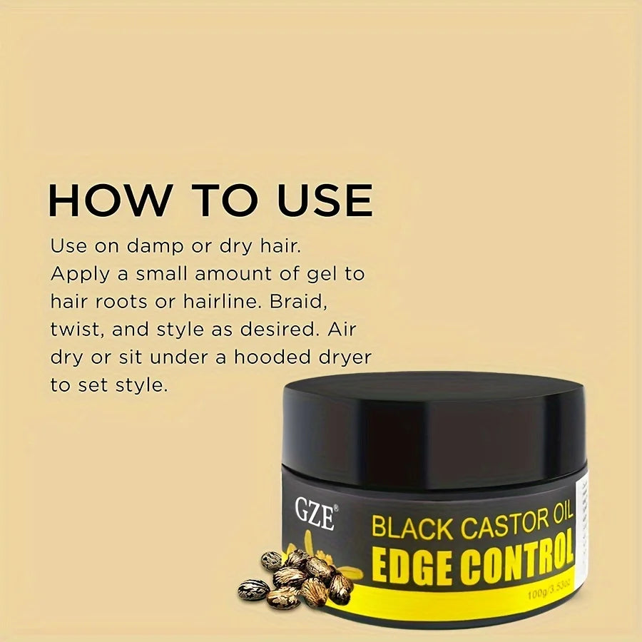 GZE African Black Castor Extra Hold Gel – Braid, Loc & Twist Styling Gel with Coconut Oil for Frizz & Edge Control