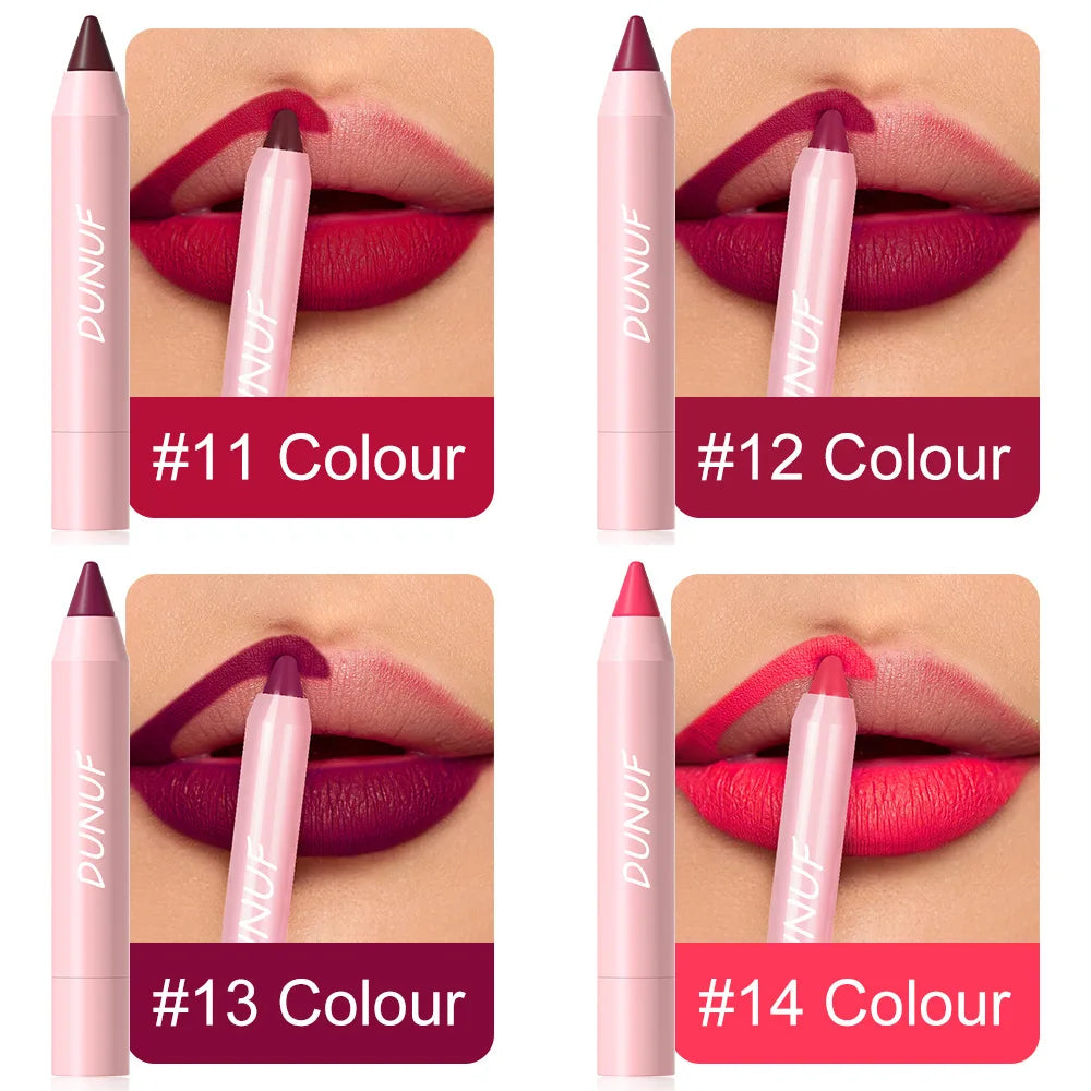 Matte Velvet Lipstick Pencil – Waterproof Lip Contour & Tint Lipliner Pen (18 Colors)