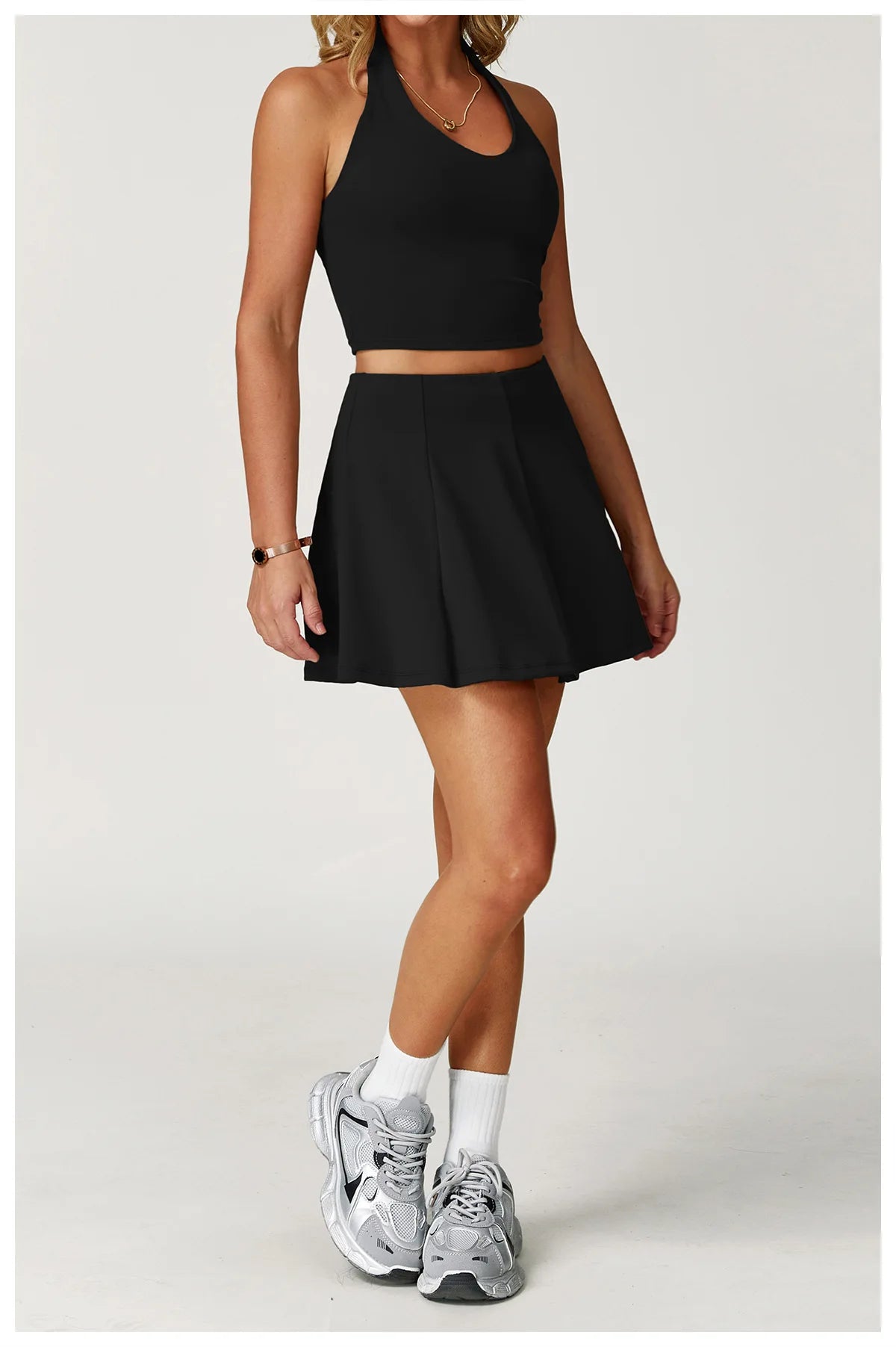 2025 2PCS Women's Active Set – Sports Bra & High-Waist Bottom Skirt