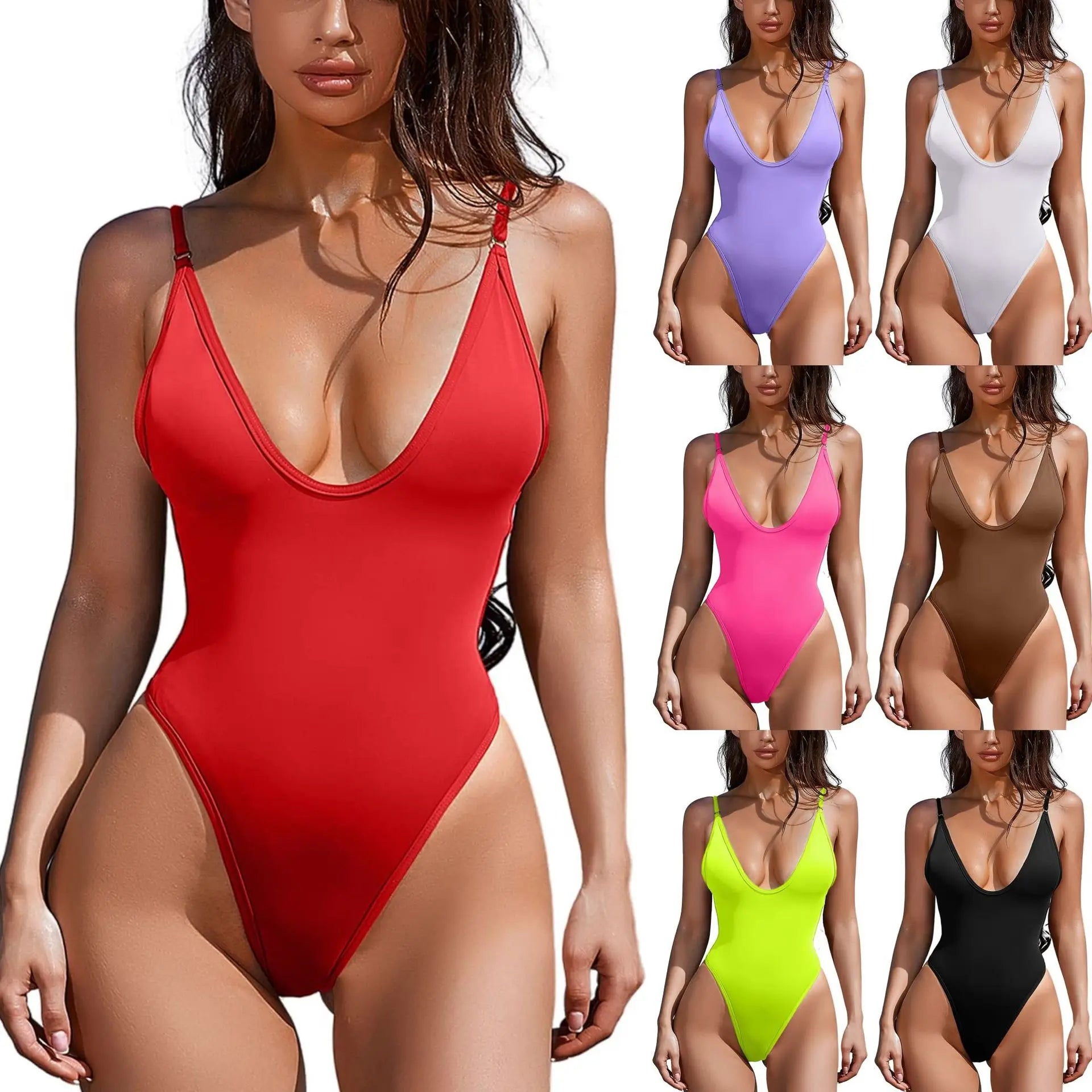 Neon Yellow Thong One-Piece Swimsuit 2024
