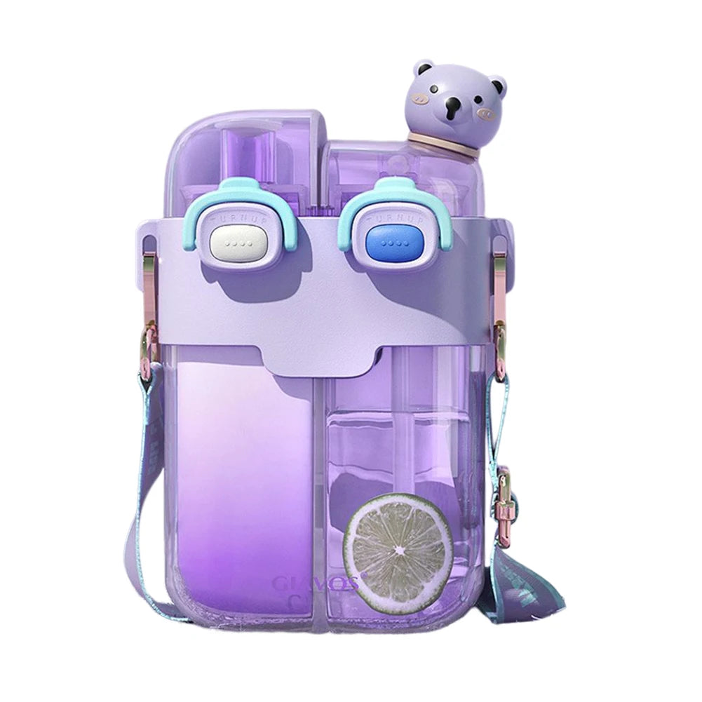 780ML Portable Cartoon Kids Water Bottle with Straw