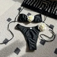 Lace-Up Bikini Set – Low-Waist Solid Color Two-Piece Swimsuit for Women