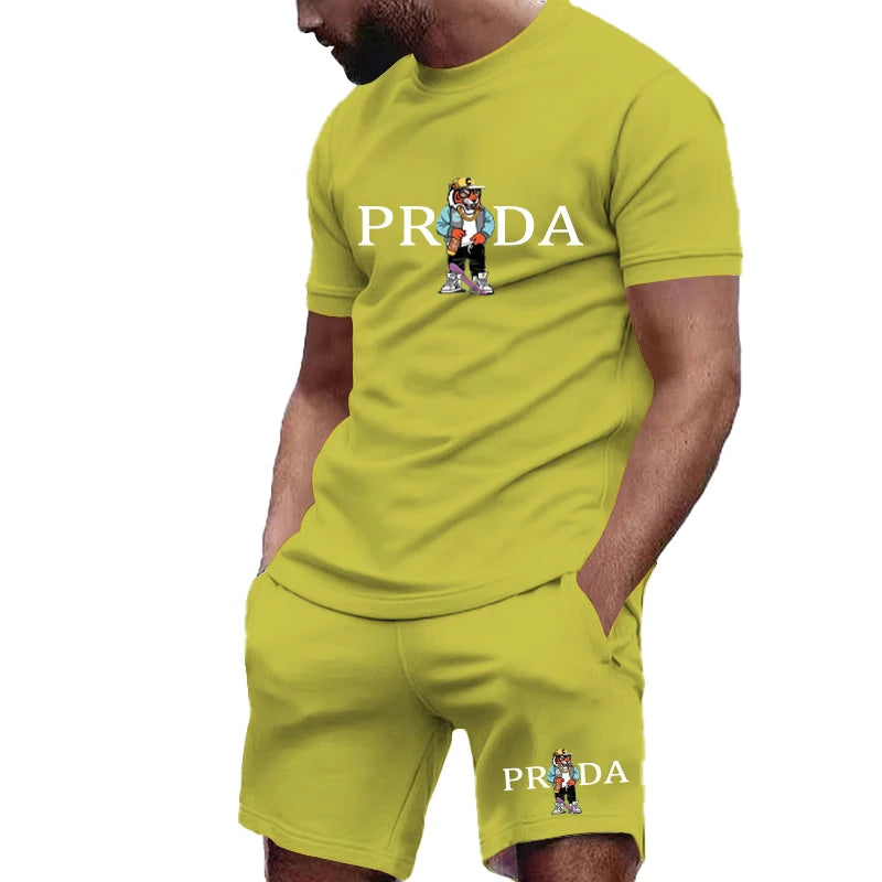 Men's Stylish Summer Sports Set – Breathable O-Neck T-Shirt & Shorts Outfit