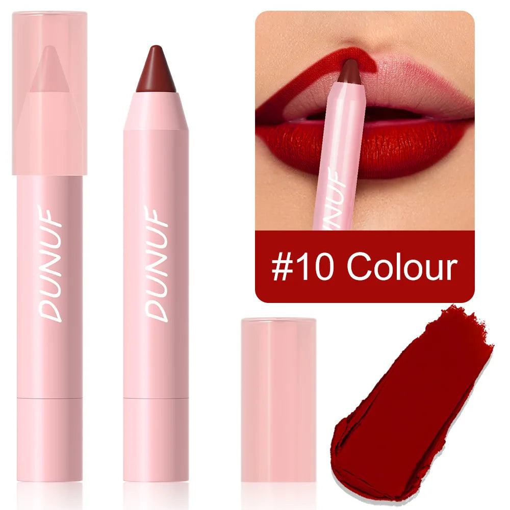 Matte Velvet Lipstick Pencil – Waterproof Lip Contour & Tint Lipliner Pen (18 Colors)