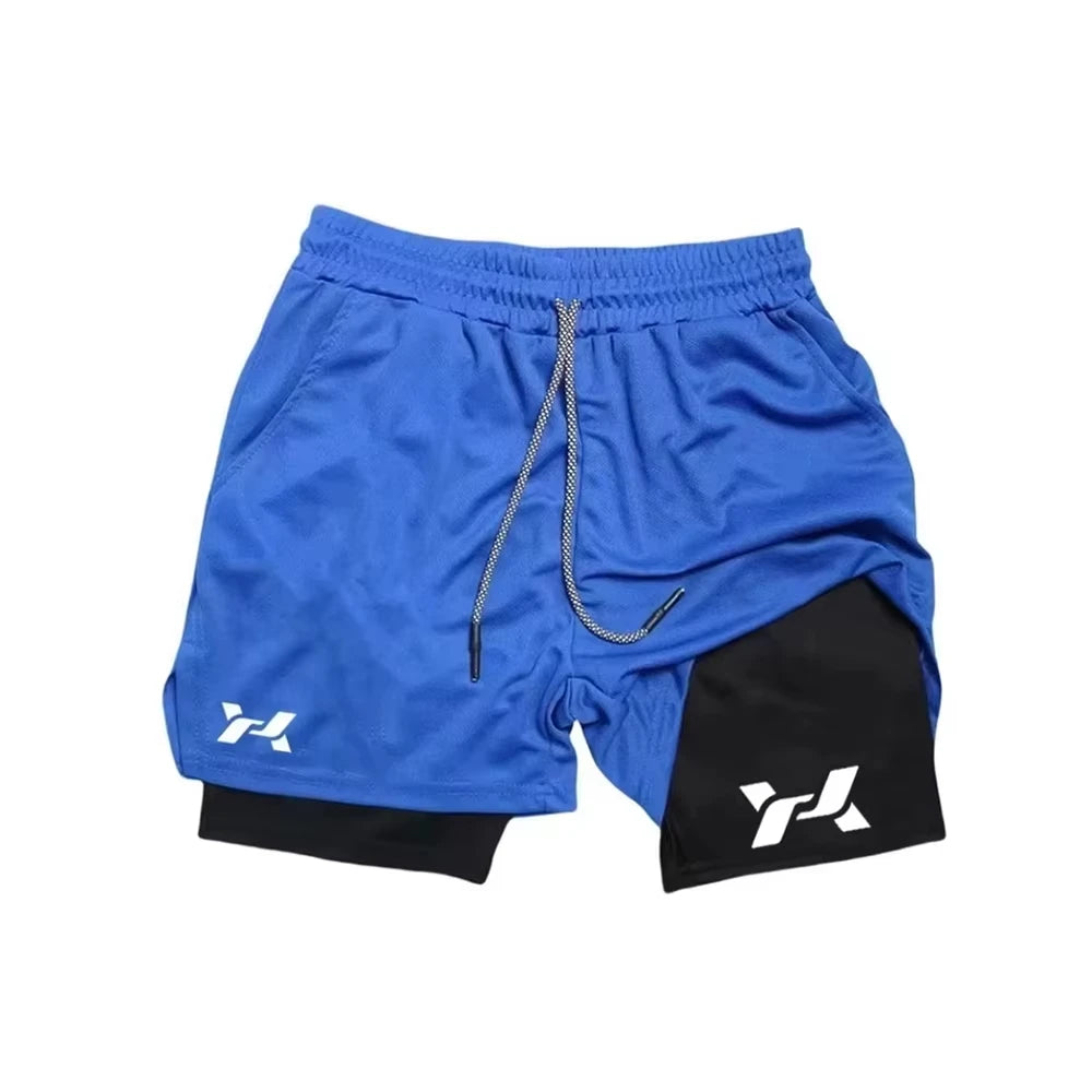 Men Running Shorts 2 In 1 Double-deck Sport Shorts Sportswear Gym Fitness Short Pants Training Jogging Bottom Men's Clothing