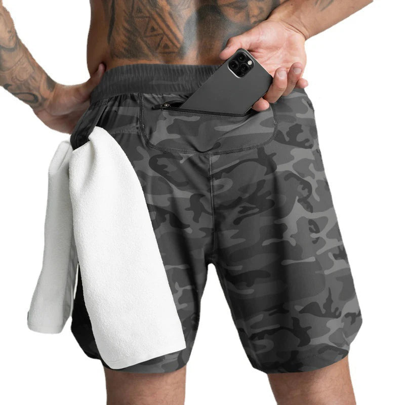 2024 Men’s Quick-Dry Woven Fitness Shorts – Solid Color Casual Sportswear