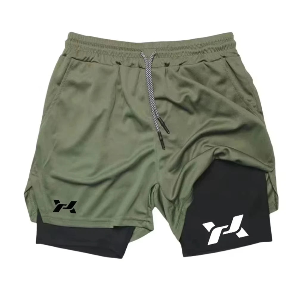 Men Running Shorts 2 In 1 Double-deck Sport Shorts Sportswear Gym Fitness Short Pants Training Jogging Bottom Men's Clothing