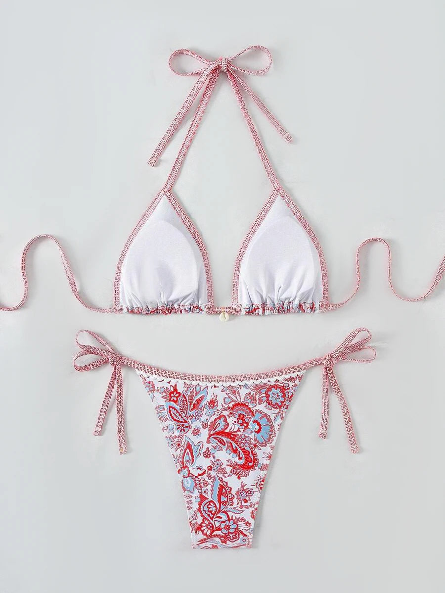 2025 Triangle String Bikini Set – Halter Two-Piece Swimsuit for Women