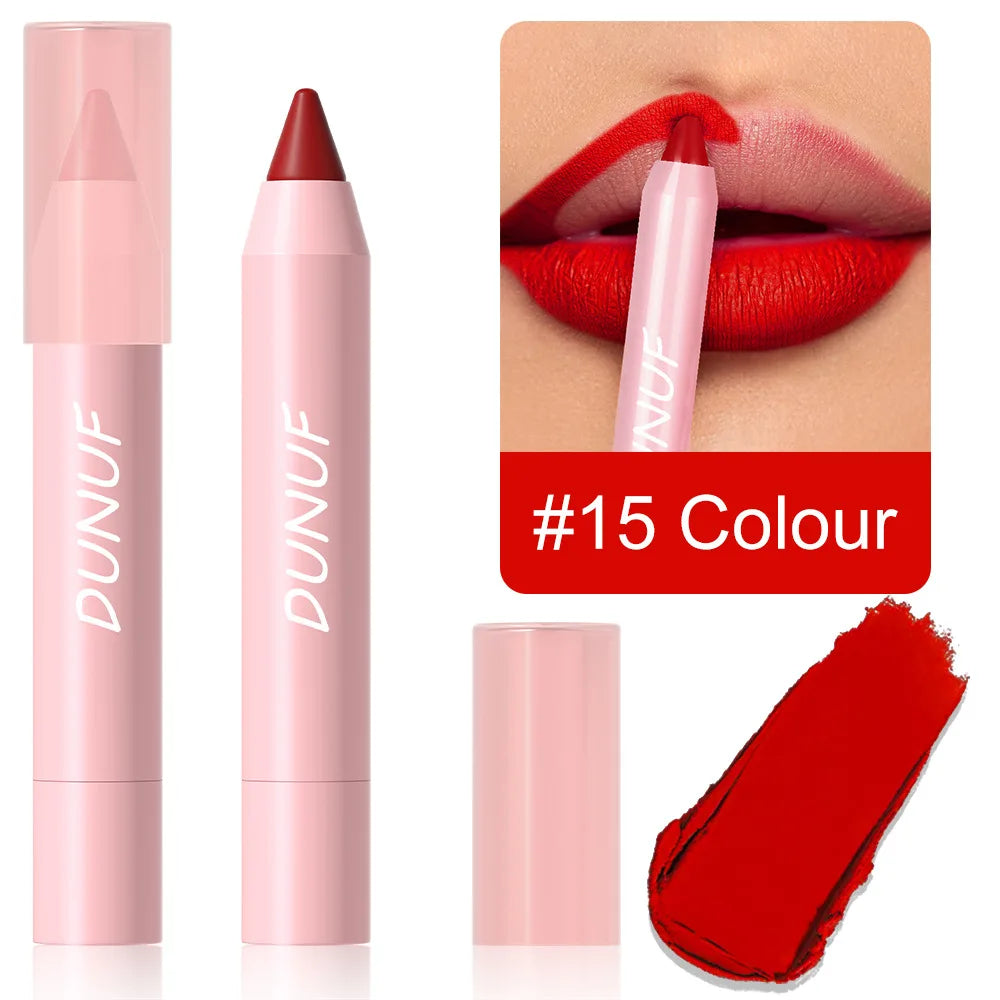 Matte Velvet Lipstick Pencil – Waterproof Lip Contour & Tint Lipliner Pen (18 Colors)