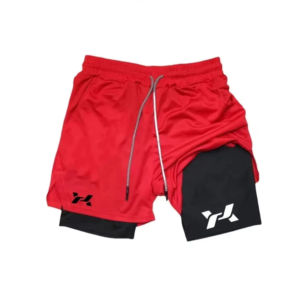 Men Running Shorts 2 In 1 Double-deck Sport Shorts Sportswear Gym Fitness Short Pants Training Jogging Bottom Men's Clothing