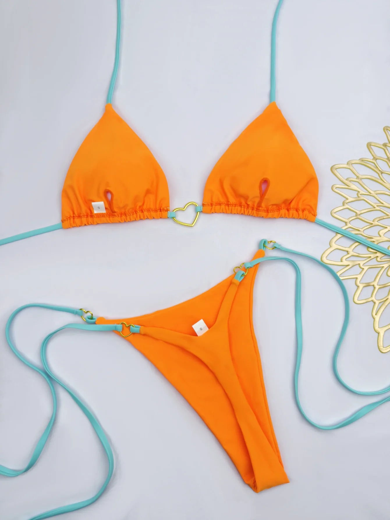 Lace-Up Bikini Set – Low-Waist Solid Color Two-Piece Swimsuit for Women