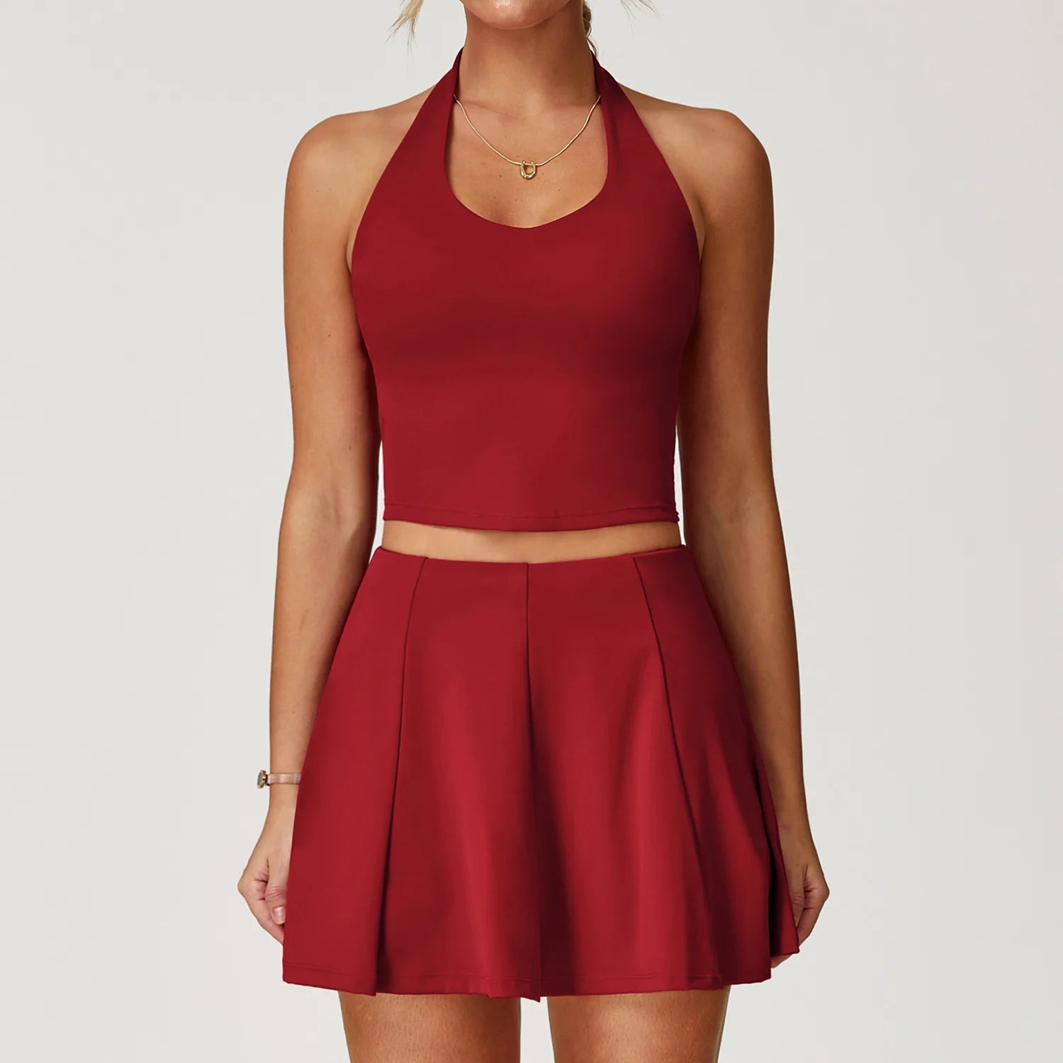 2025 2PCS Women's Active Set – Sports Bra & High-Waist Bottom Skirt