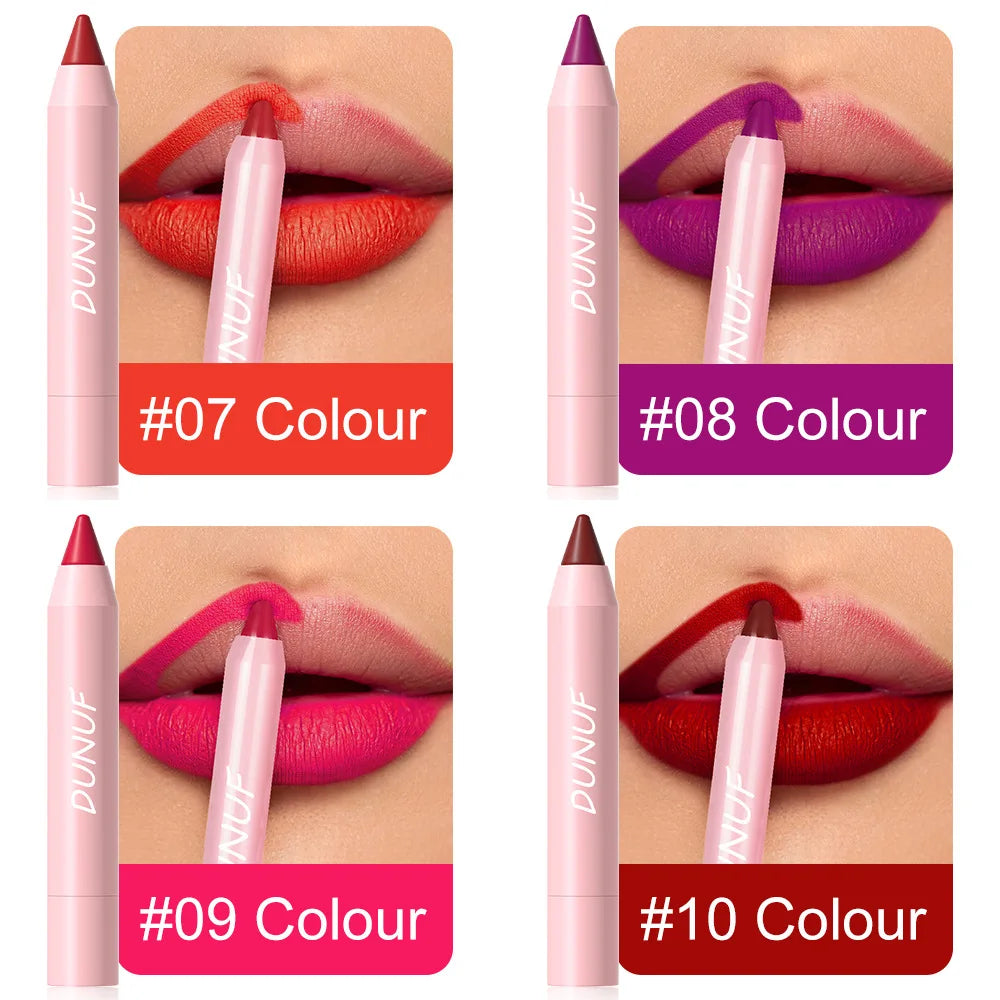 Matte Velvet Lipstick Pencil – Waterproof Lip Contour & Tint Lipliner Pen (18 Colors)