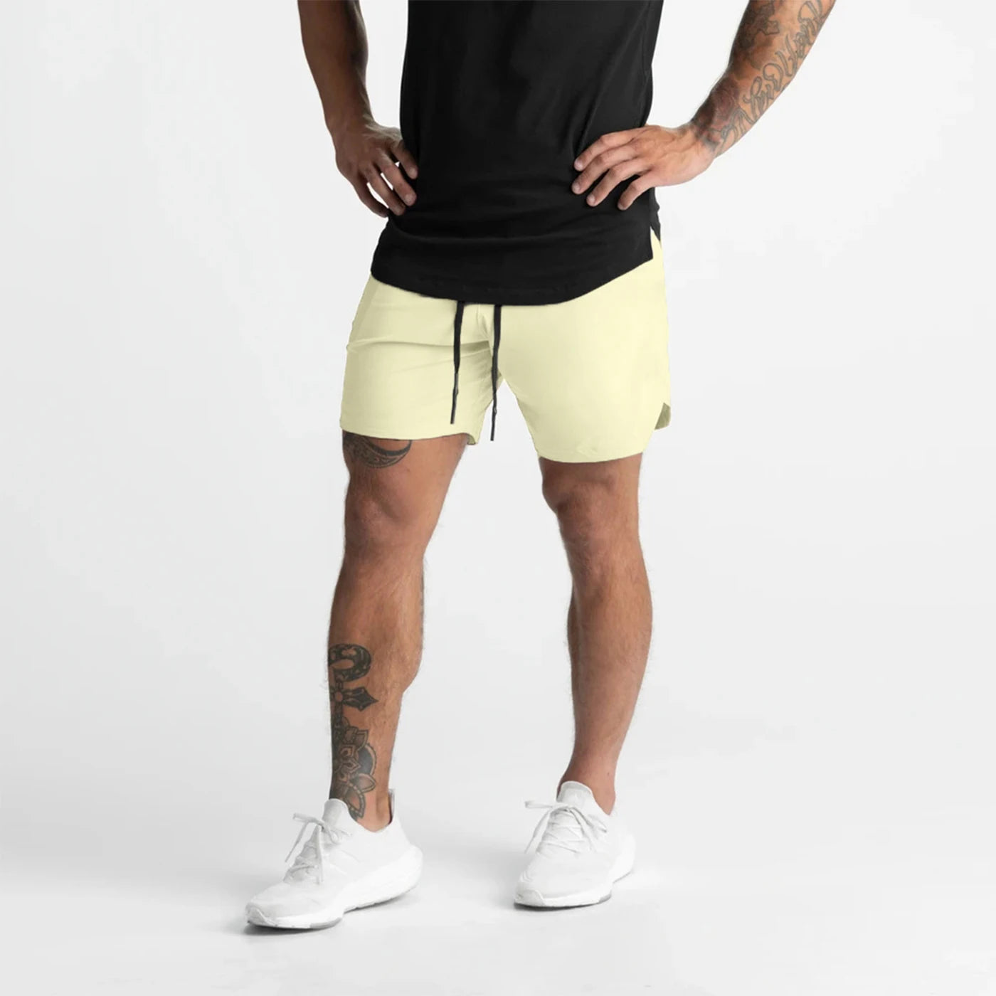 2024 Men’s Quick-Dry Woven Fitness Shorts – Solid Color Casual Sportswear