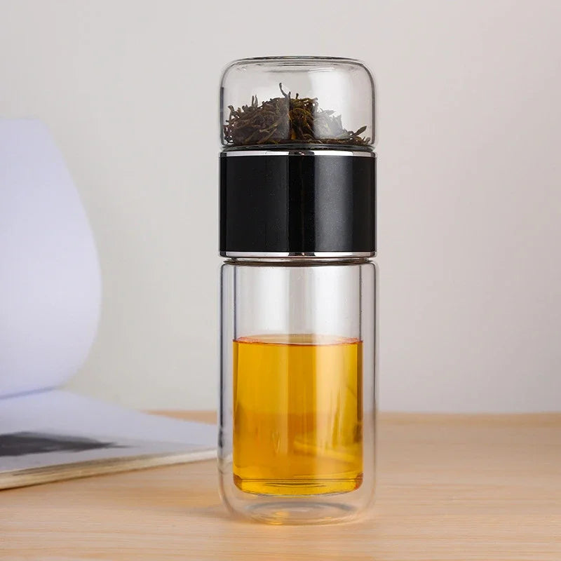 350ml Double-Wall Glass Tea Infuser Bottle