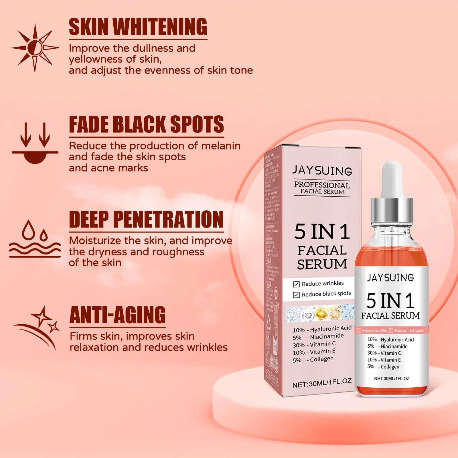 5-in-1 Facial Serum with Hyaluronic Acid & Retinol