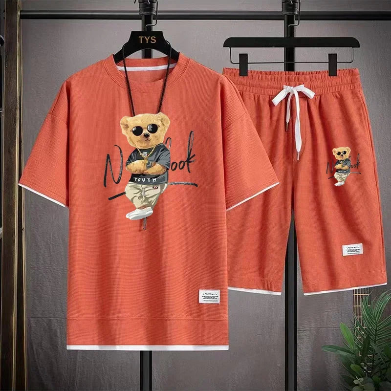 Men’s Harajuku Bear Print Sports Set