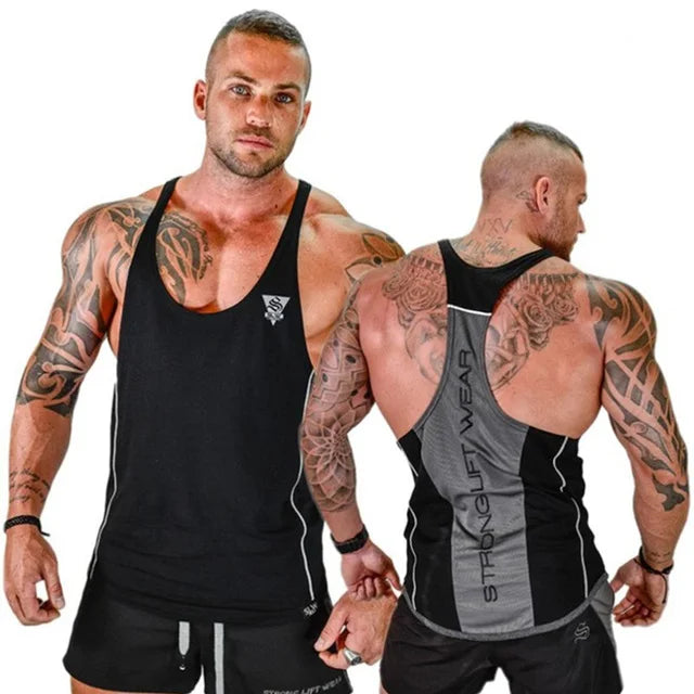 2025 Men’s MuscleFit Bodybuilding Tank Top – Cotton Sleeveless Gym Singlet