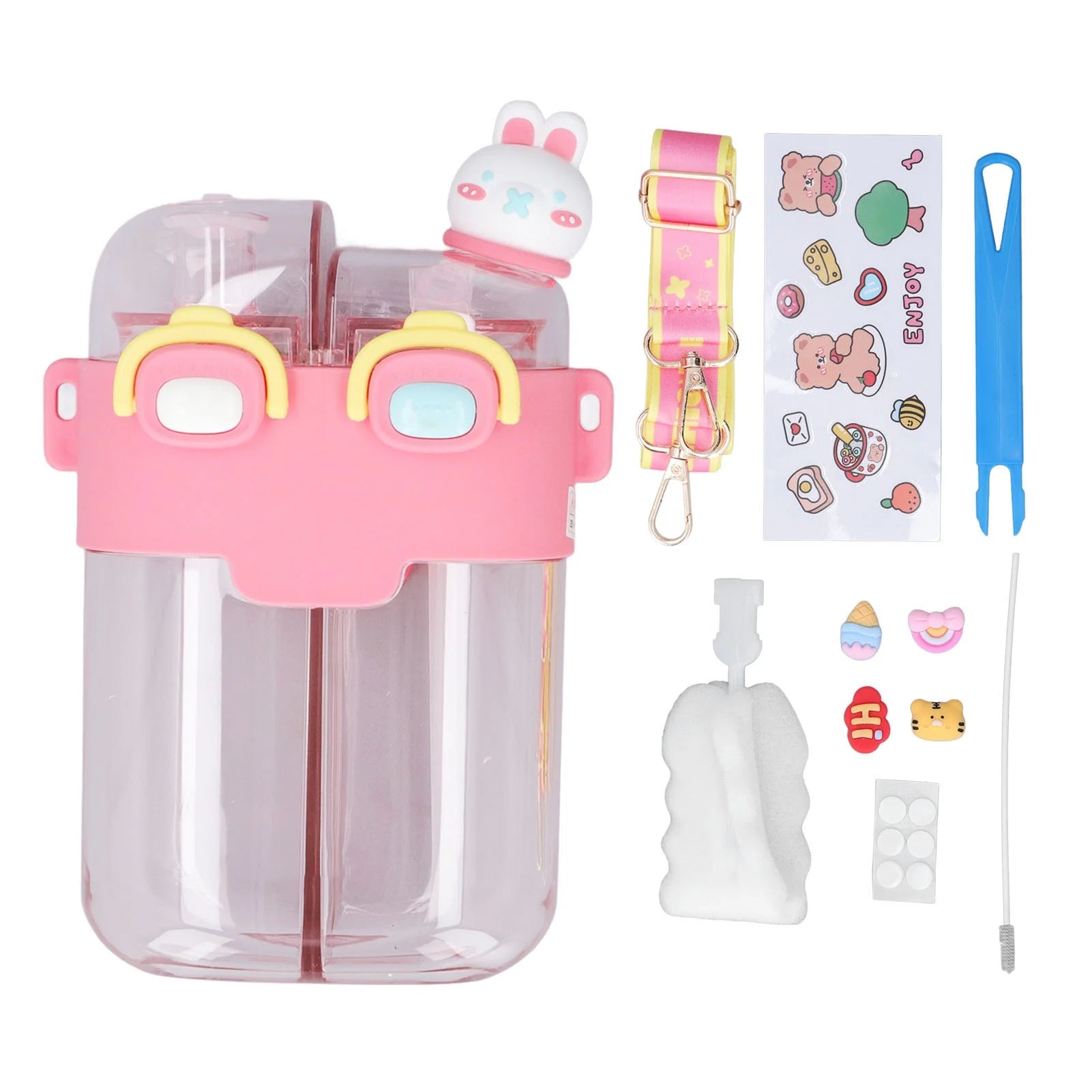 Portable Cartoon Kids Water Bottle with Straw