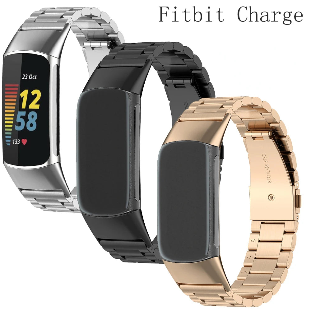 Stainless steel Strap For Fitbit Charge 6 5 4 3 SE Smart watch Replaceable Metal buckle band For Fitbit charge 5 6 bracelet
