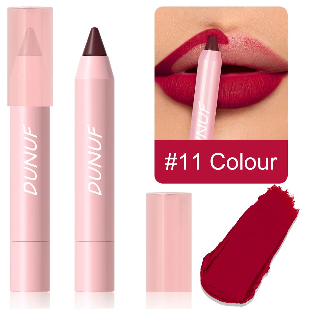 Matte Velvet Lipstick Pencil – Waterproof Lip Contour & Tint Lipliner Pen (18 Colors)