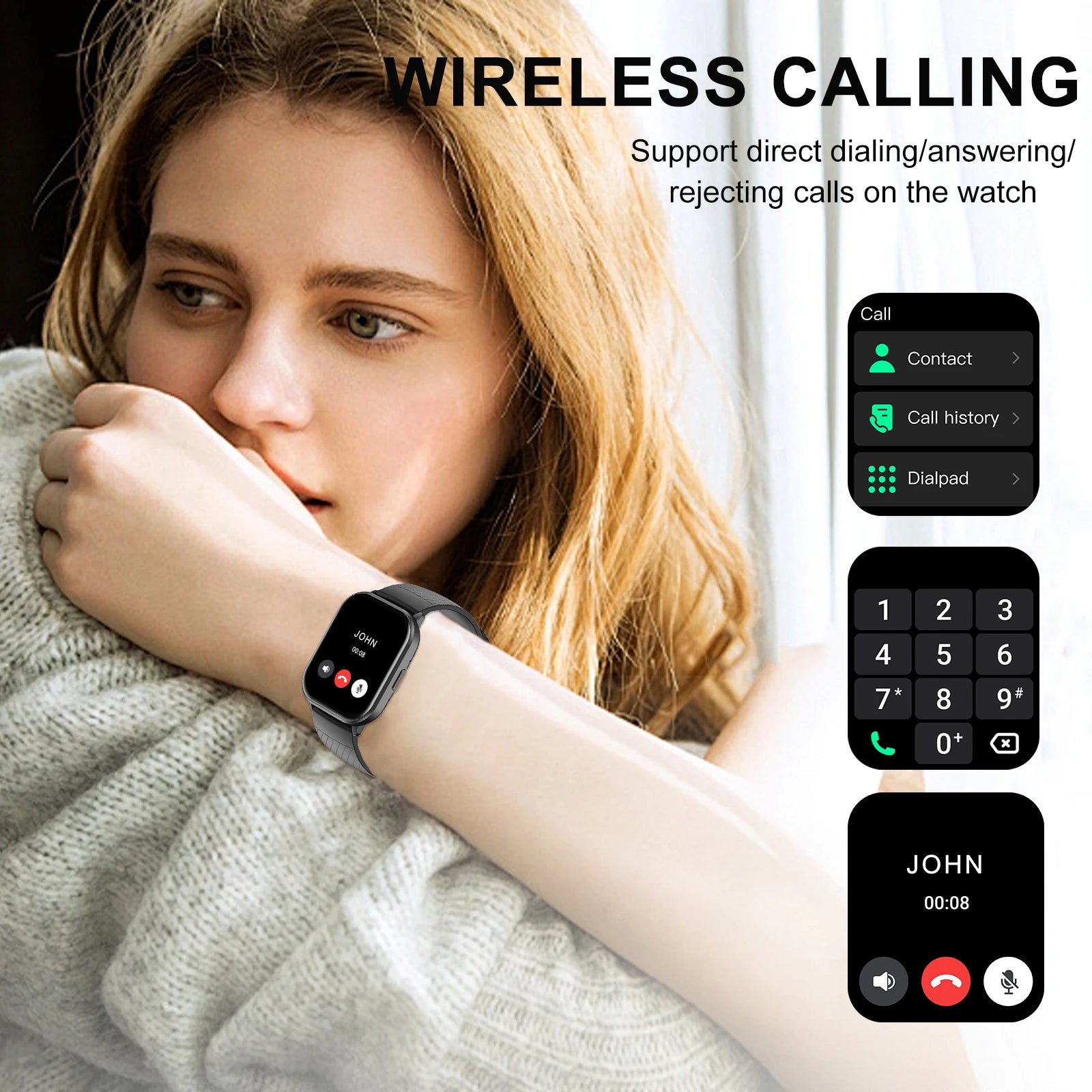 Smart Fitness Watch with Wireless Calling