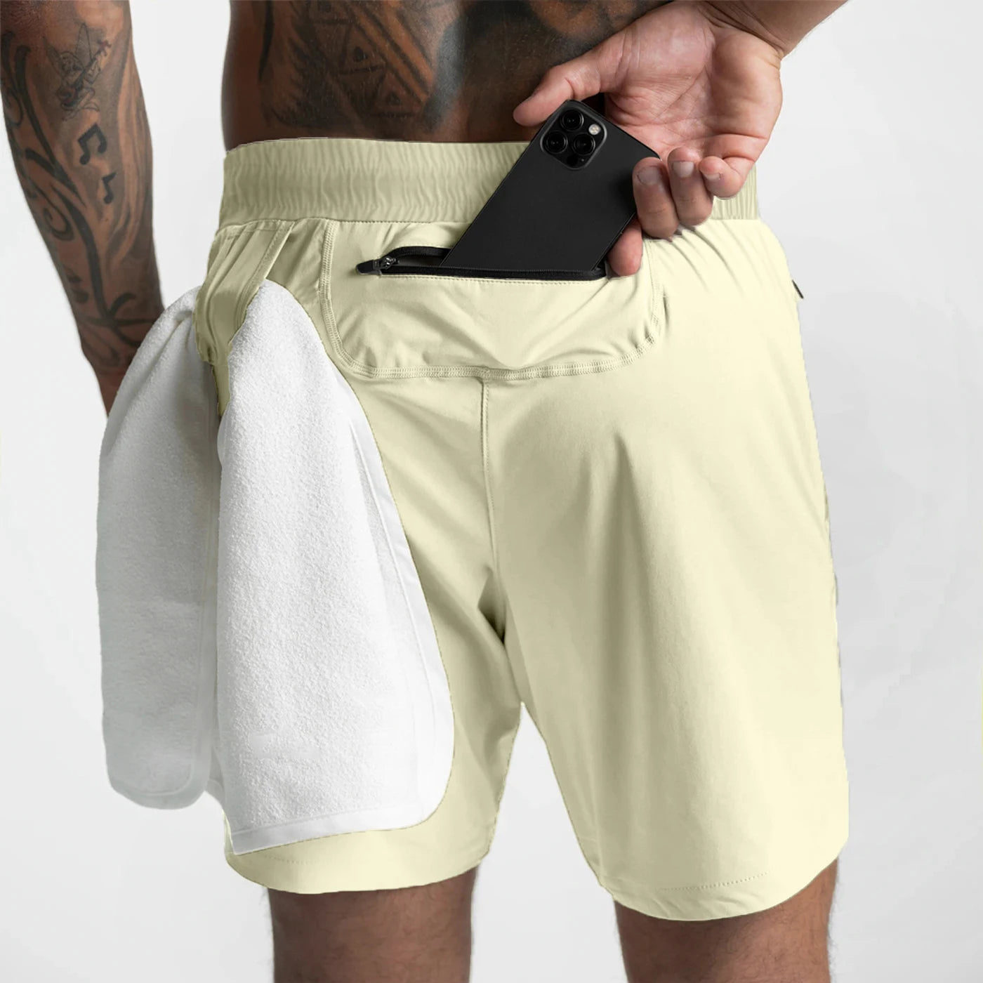 2024 Men’s Quick-Dry Woven Fitness Shorts – Solid Color Casual Sportswear
