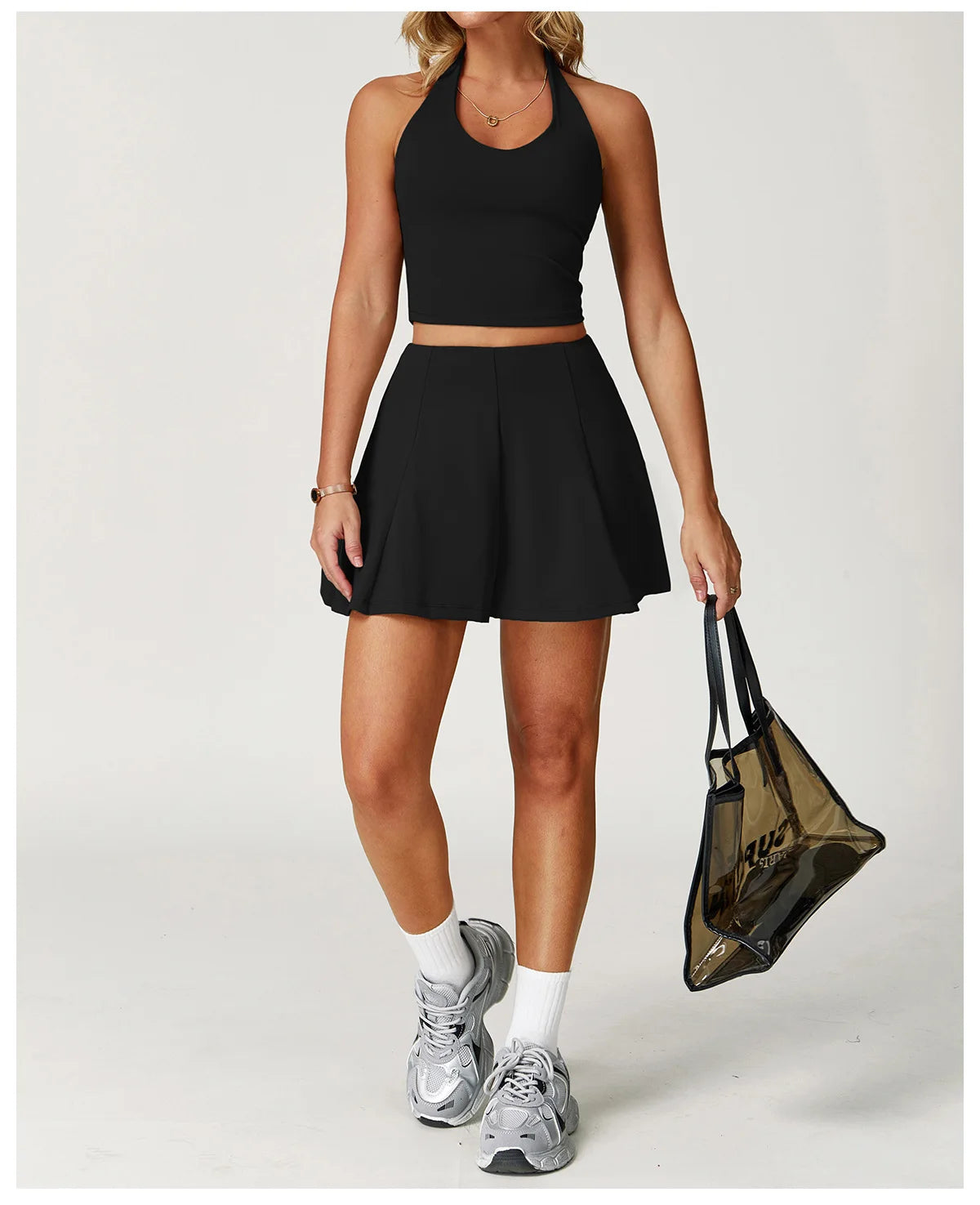 2025 2PCS Women's Active Set – Sports Bra & High-Waist Bottom Skirt