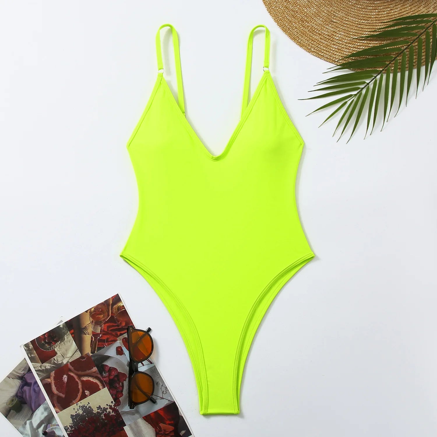 Neon Yellow Thong One-Piece Swimsuit 2024