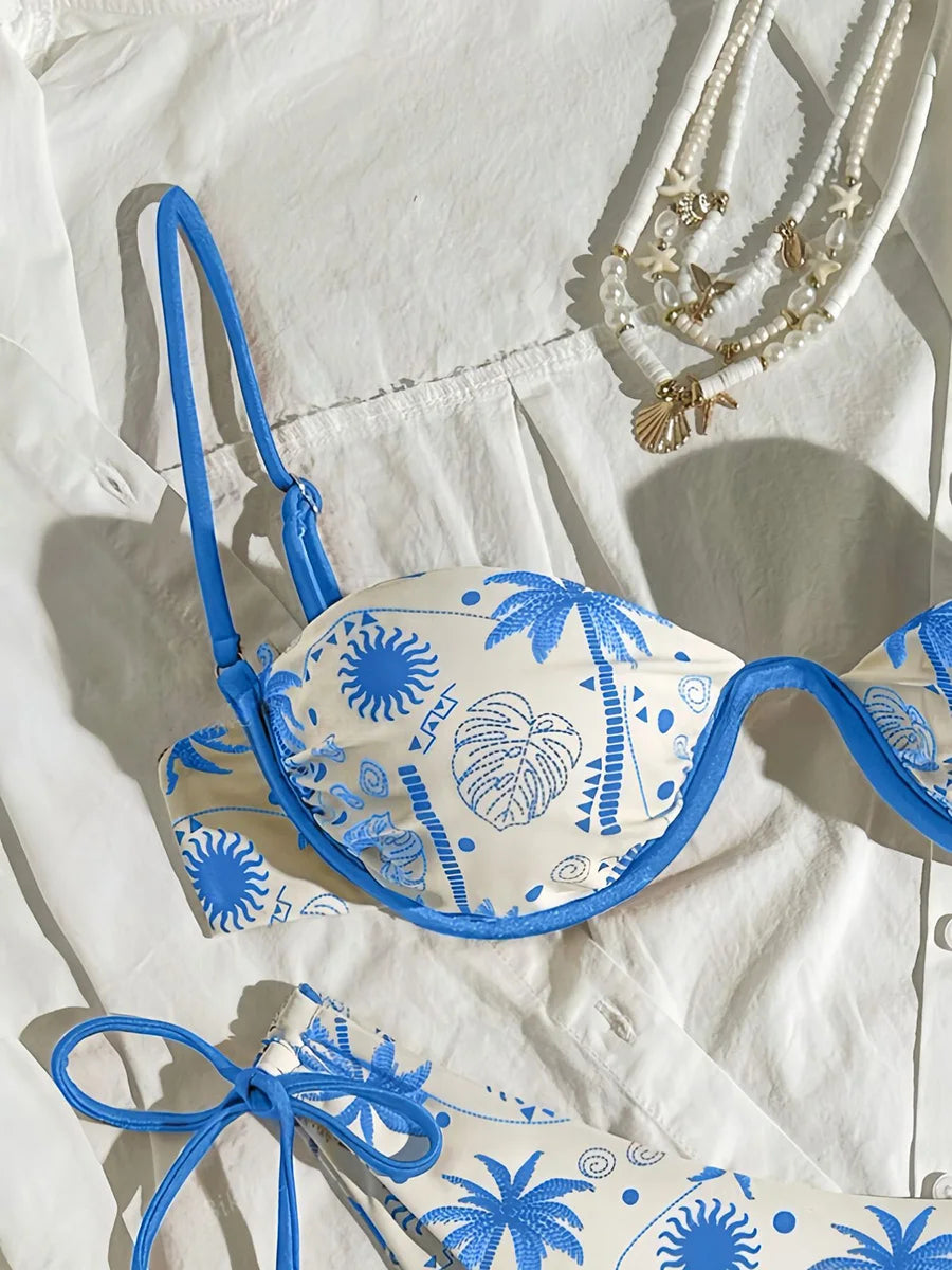 Brazilian Micro Bikini Set – Push-Up Print Swimwear for Women